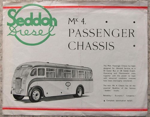 SEDDON Mk 4 PASSENGER CHASSIS Sales Brochure NO DATE