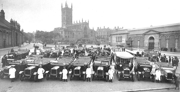 1921 Guy coaches in Wolverhampton Market place