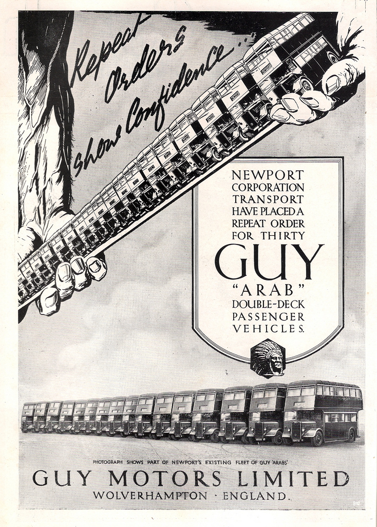 1947 Guy Motors of Wolverhampton, Newport buses bus advert