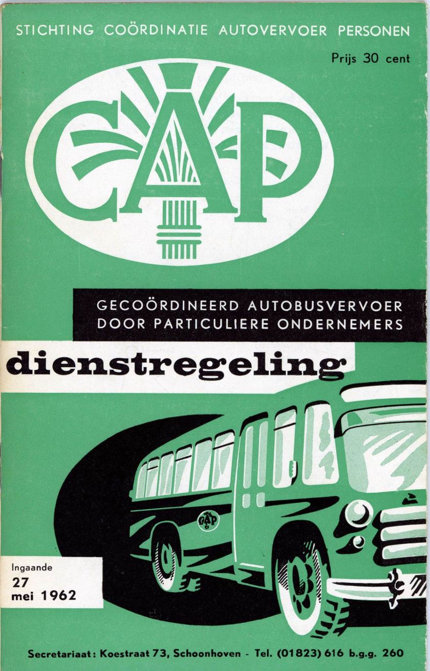 1962 CAP Streekvervoer Dienstregeling