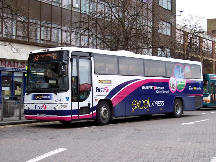 Volvo B7R with Plaxton coach body in Cardiff, United Kingdom