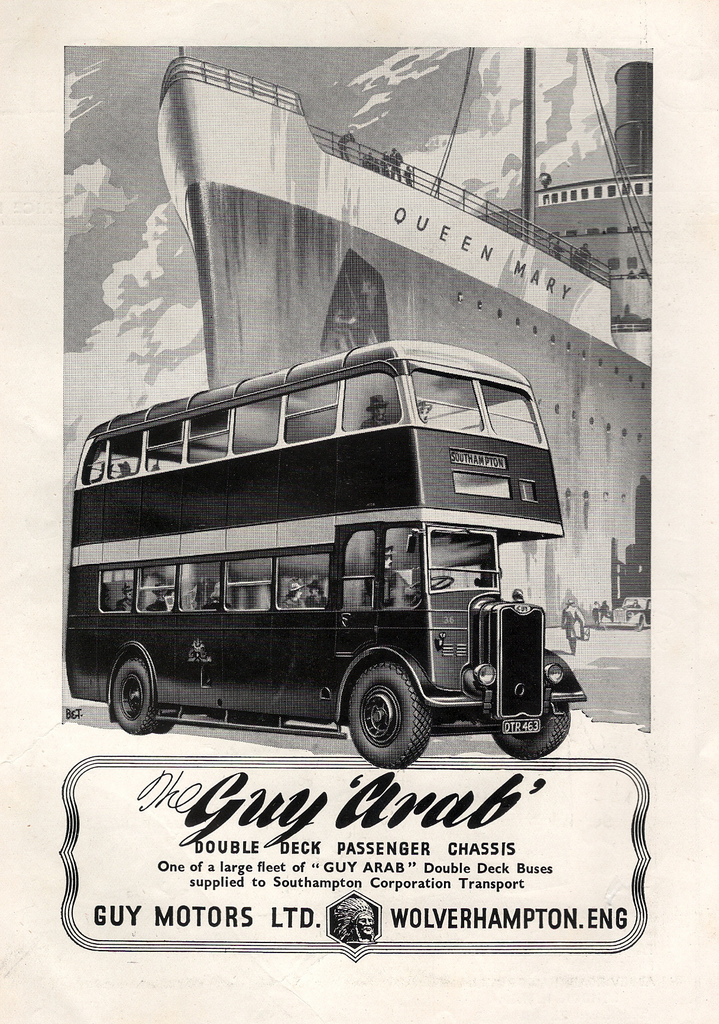 1947 Guy Motors of Wolverhampton, Southampton Guy Arab bus advert