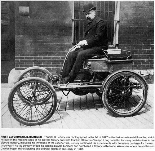 1897 Thomas B. Jeffery and his 1897 Rambler prototype