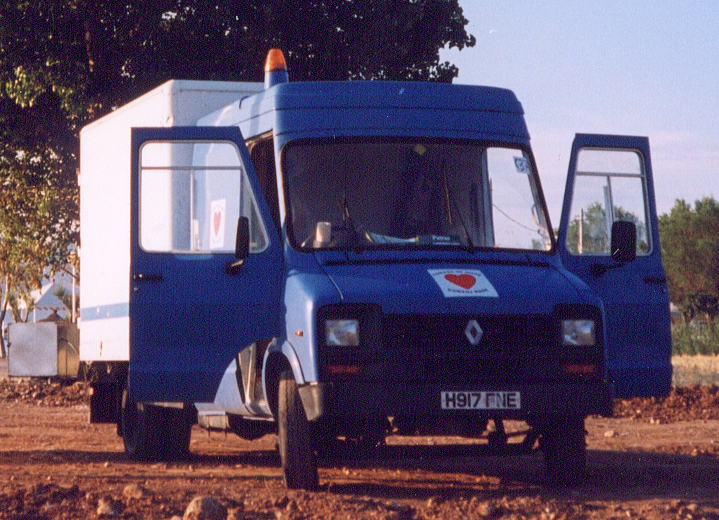 Renault Dodge 50 B56 (5600kg) with crew-cab and box body, formerly of British Gas, seen here working for Aid Convoy on a humanitarian project to the former Yugoslavia