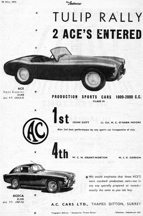 1955 AC ace may ad