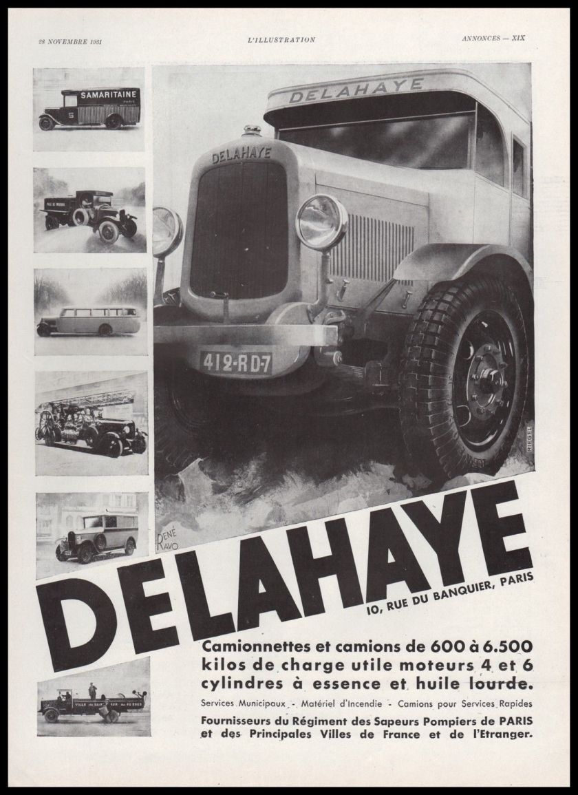 1931 Publicité Camions Delahaye Poids Lourds Trucks vintage print ad 1931