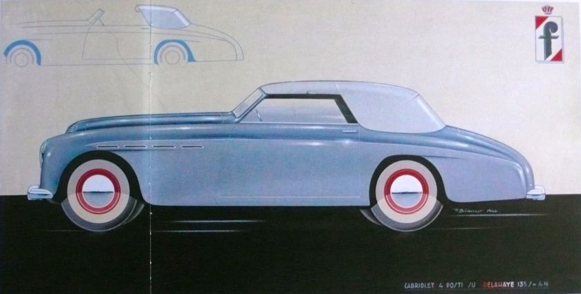 1946 DELAHAYE Cabriolet PININFARINA Design Car Rare Art Print a