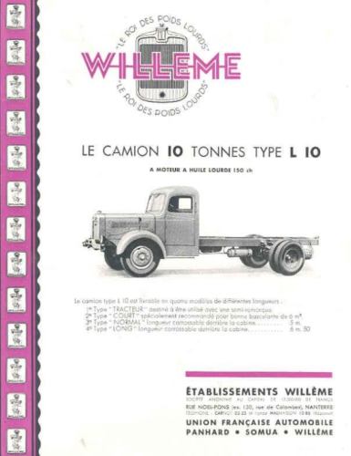1946 Willeme 10 Ton L10 Truck Brochure French wh1491-DNBMY6