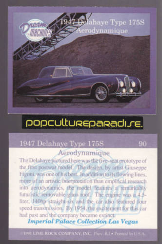 1947 DELAHAYE TYPE 175S AERODYNAMIQUE Dream Cars CARD