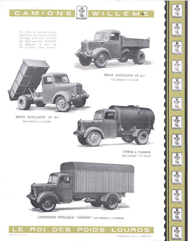 1951 Willeme S10 10 Ton Truck Sales Brochure French wf9600-LEMC8G d