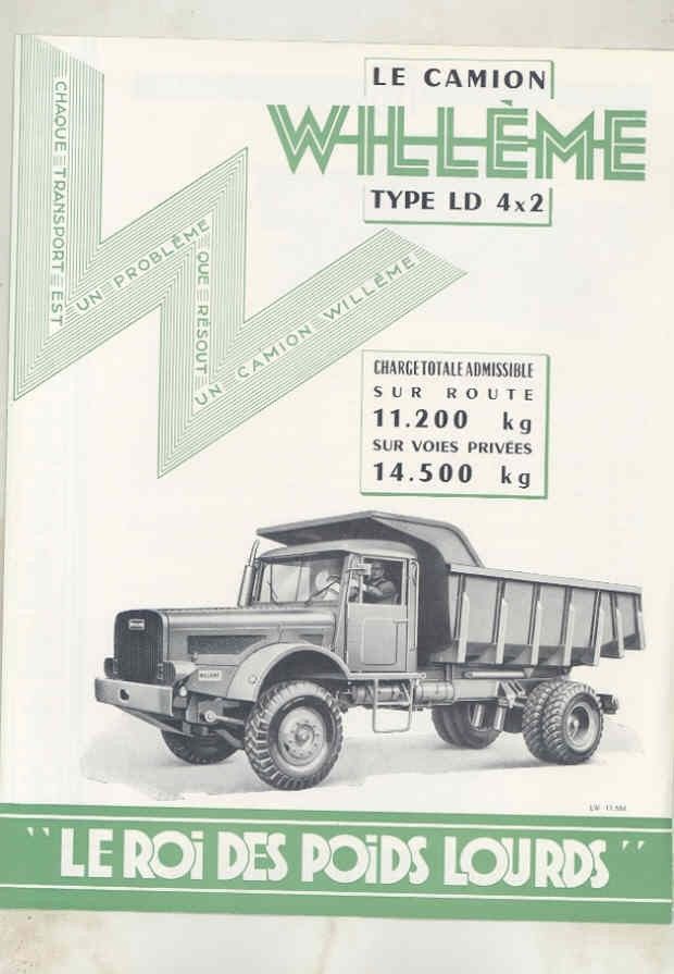 1958 Willeme LD 4x2 11 Ton Diesel Construction Dump Truck Brochure French wv7897