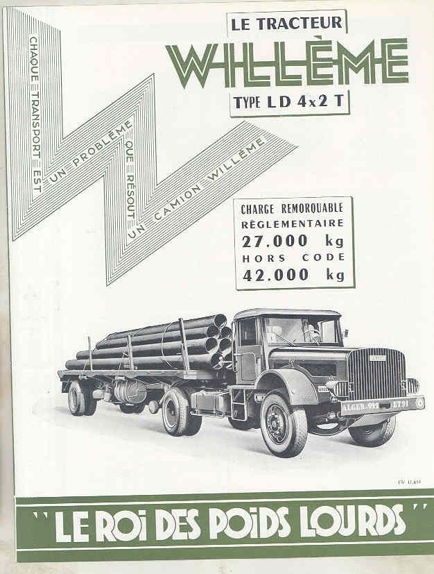 1958 Willeme LD 4x2 13.5-21 Ton Tractor Trailer Truck Brochure French wv8233 a