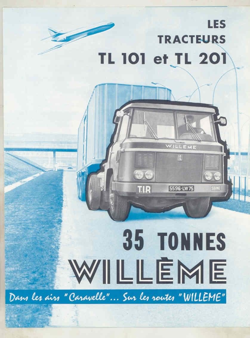 1962 Willeme TL101 TL201 35 Ton Tractor Trailer Truck Brochure French wv6644