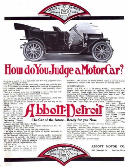 1910 Abbott-Detroit Automobile Advertisement